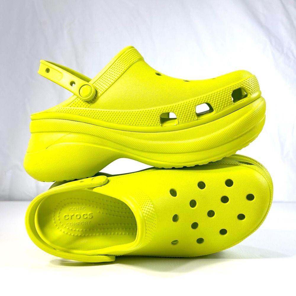 Crocs Classic Bae Platform Clog Lime Neon Green Women's Shoes Comfort